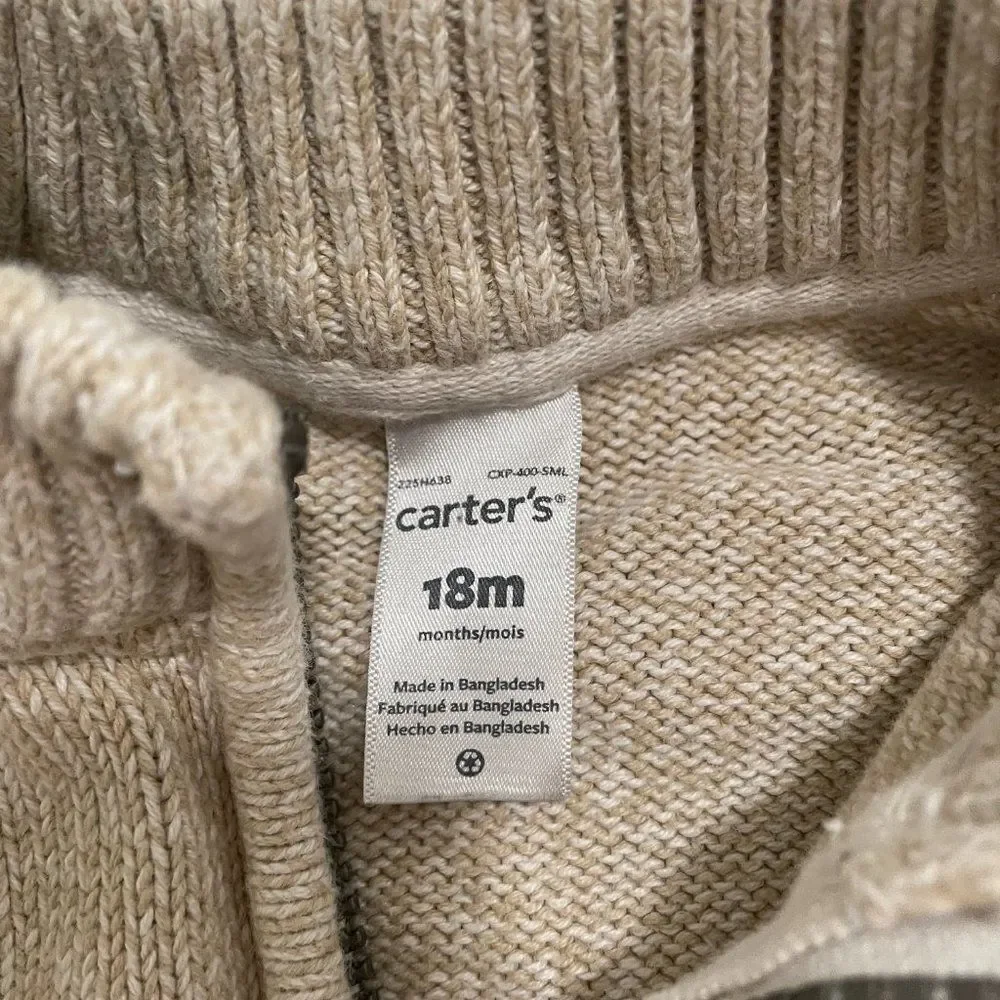 3/$10 Baby Carter's Knit Quarter Zip Pull Over Size 18M